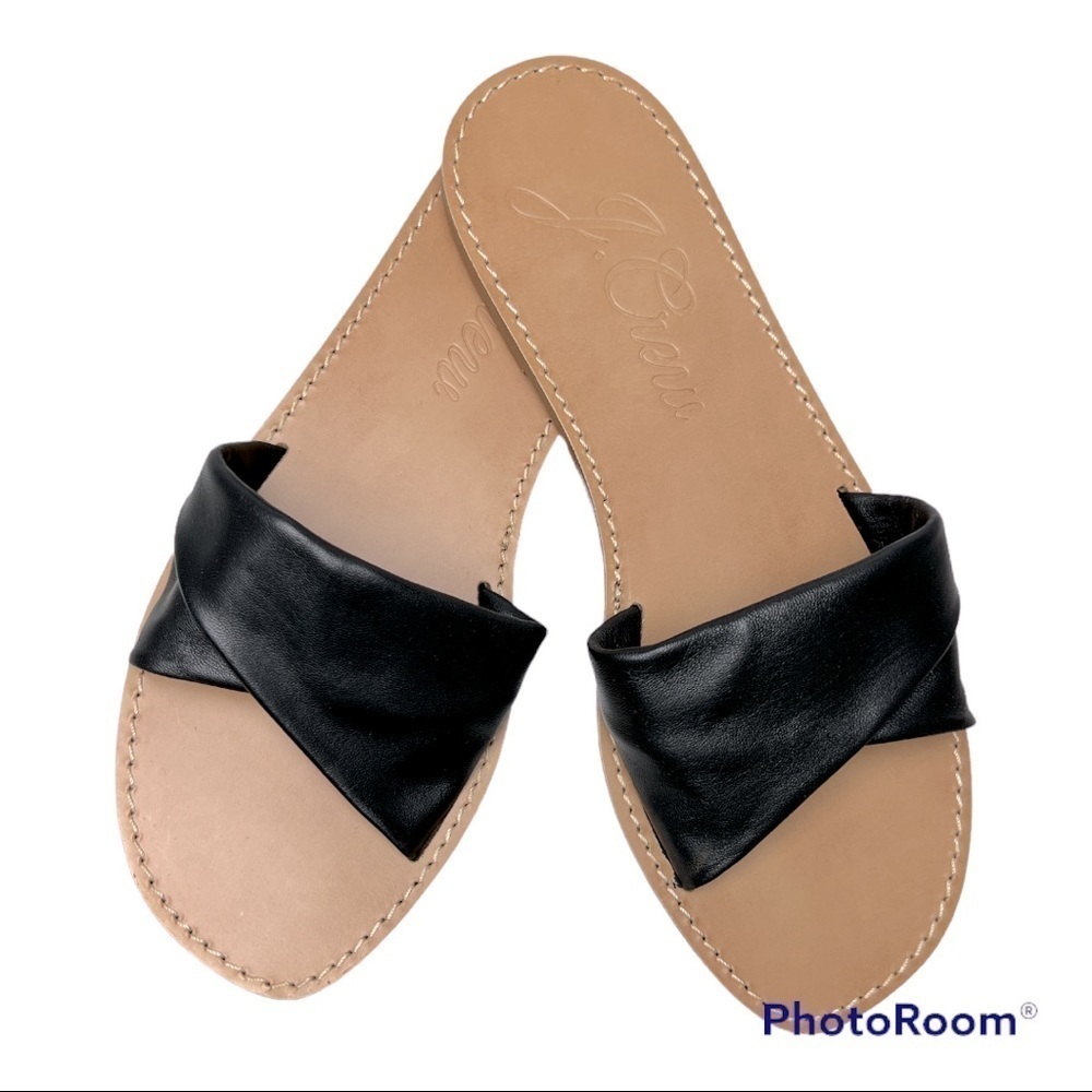 NWT J. Crew Soft Twisted Leather Sandal Black Size 8 5